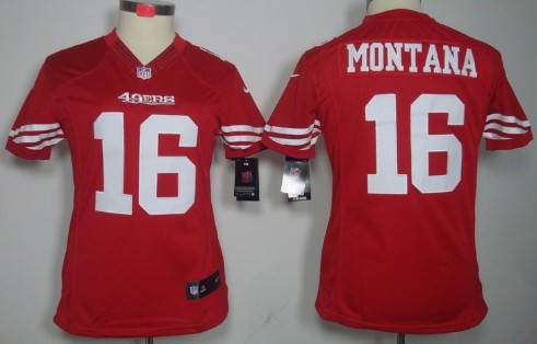 Nike San Francisco 49ers #16 Joe Montana Red Limited Womens Jersey