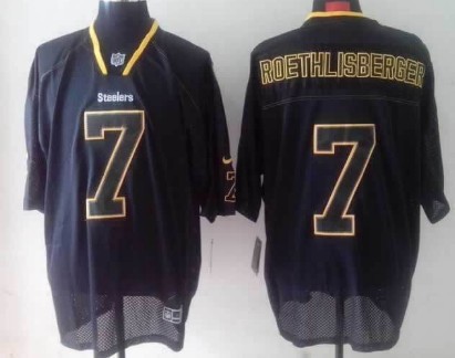 Men's Pittsburgh Steelers #7 Ben Roethlisberger Nik Lights Out Black Elite Jersey