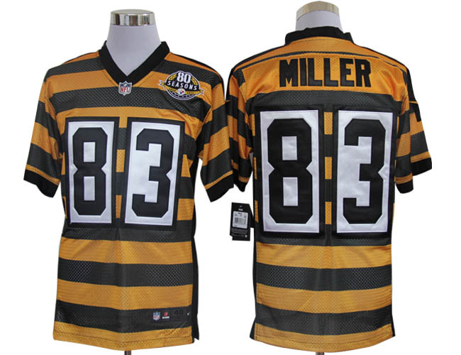 Men's Pittsburgh Steelers #83 Heath Miller Yellow-Black Nik Throwback 80th Patch Jerey