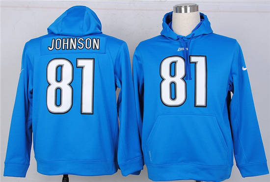 Detroit Lions #81 Calvin Johnson  Blue Nike Hoody