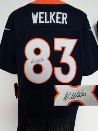 Denver Broncos #83 Wes Welker Blue Nik Elite Signed Jersey