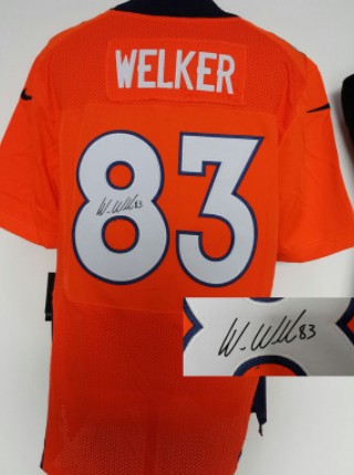 Denver Broncos #83 Wes Welker Orange Nik Elite Signed Jersey