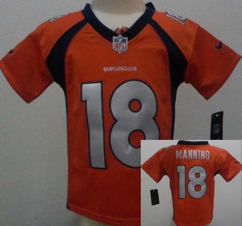 Toddler's Nik Denver Broncos #18 Peyton Manning Orange Football Jersey