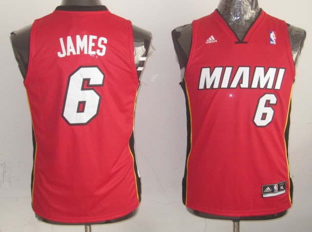 Kid's Miami Heat #6 LeBron James Red Revolution 30 Jersey