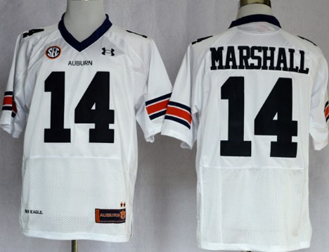 Men's Auburn Tigers #14 Nick Marshall White Jersey