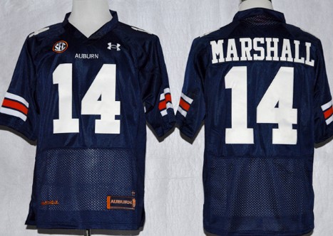 Men's Auburn Tigers #14 Nick Marshall Navy Blue Jersey