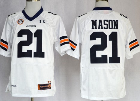 Men's Auburn Tigers #21 Tre Mason White Jersey