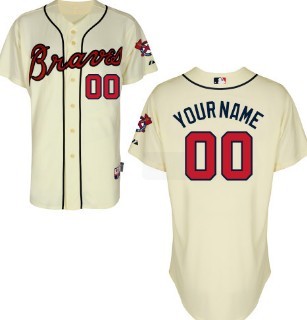 Kids Atlanta Braves Customized Cream Jersey