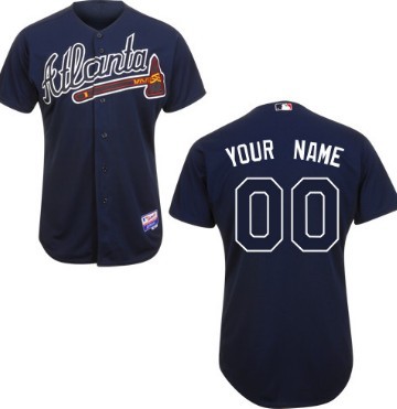 Mens Atlanta Braves Customized Navy Blue Jersey