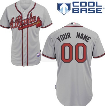 Mens Atlanta Braves Customized Gray Jersey