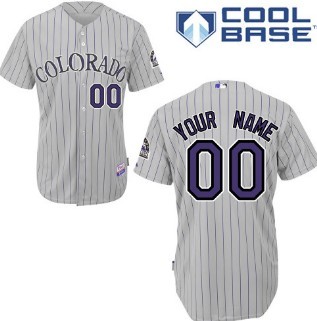 Mens Colorado Rockies Customized Gray Pinstripe  Jersey