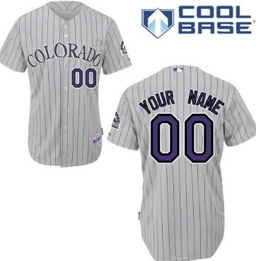 Kids  Colorado Rockies Customized Gray Pinstripe Jersey