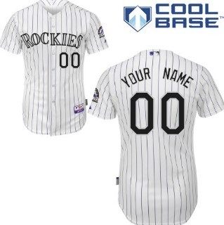 Mens Colorado Rockies Customized White Pinstripe  Jersey