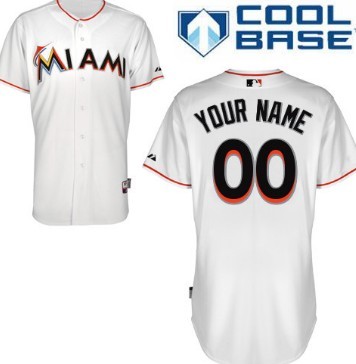 Mens Miami Marlins Customized White Jersey