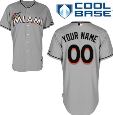 Mens Miami Marlins Customized Gray Jersey