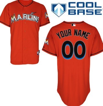 Mens Miami Marlins Customized Orange Jersey