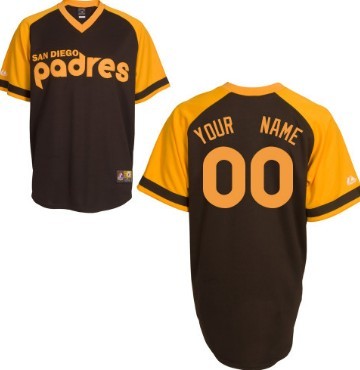 Men's San Diego Padres Custom Majestic Cooperstown Throwback Brown Pullover Home Jersey