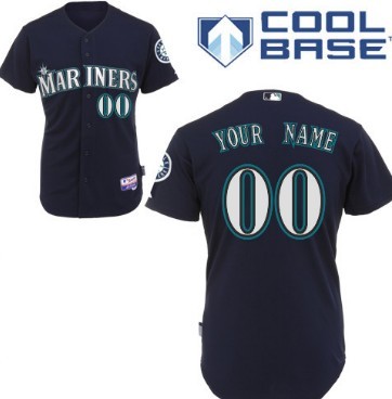 Mens Seattle Mariners Customized Navy Blue Jersey