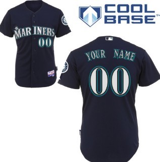 Kids Seattle Mariners Customized Navy Blue Jersey