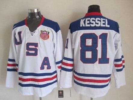 Mens NHL Jersey 2010 Olympics USA #81 Phil Kessel White