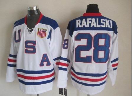 Mens NHL Jersey 2010 Olympics USA #28 Brian Rafalski White