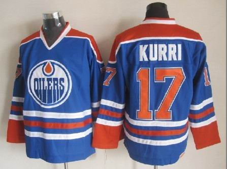 Mens NHL Jersey Edmonton Oilers #17 Jari Kurri Royal Blue Throwback CCM