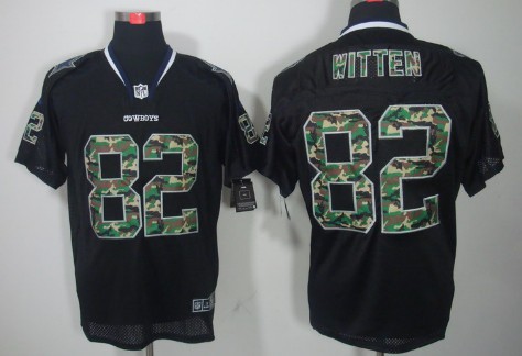 Mens Nike  Elite Jersey  Dallas Cowboys #82 Jason Witten Black With Camo 