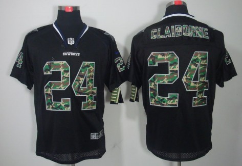 Mens Nike  Elite Jersey Dallas Cowboys #24 Morris Claiborne Black With Camo 