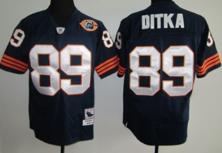Mens Mitchell&Ness Throwback NFL Jersey Chicago Bears #89 Mike Ditka Blue Throwback With Bear Patch 
