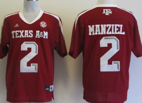 Mens Texas A&M Aggies #2 Johnny Manziel Red Jersey