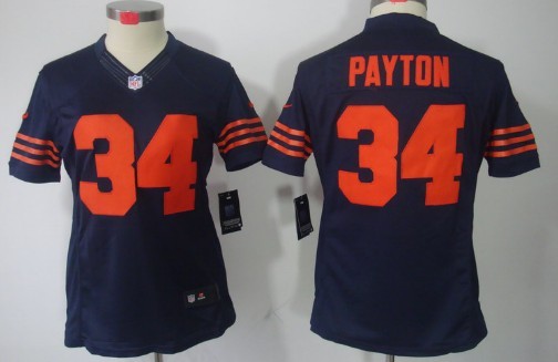 Nike Chicago Bears #34 Walter Payton Blue With Orange Limited Womens