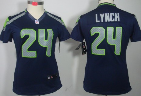 Nike Seattle Seahawks #24 Marshawn Lynch Blue Limited Womens Jersey