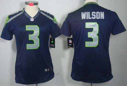 Nike Seattle Seahawks #3 Russell Wilson Blue Limited Womens Jersey