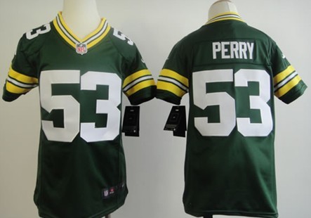 Nike Green Bay Packers #53 Nick Perry Green Game Kids Jersey