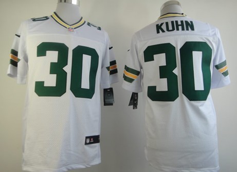 Nike Green Bay Packers #30 John Kuhn White Game Kids Jersey