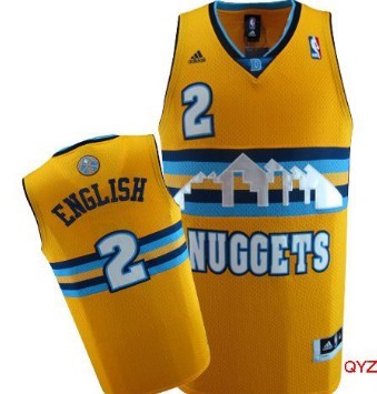 Men's Denver Nuggets Retired Player #2 Alex English Yellow Swingman Jersey