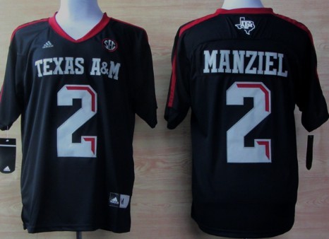 Mens Texas A&M Aggies #2 Johnny Manziel Black Jersey