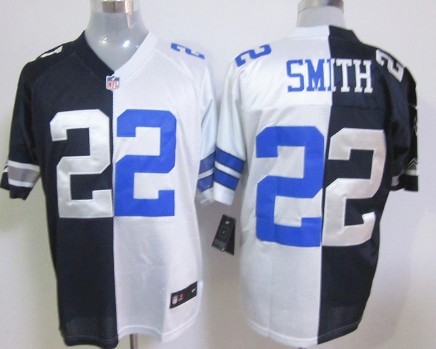 Mens Nike Elite Split Jersey Nike Dallas Cowboys #22 Emmitt Smith Blue with White 