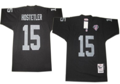 Mens Mitchell&Ness NFL Jersey Oakland Raiders #15 Jeff Hostetler Black 