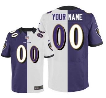 Mens Nike Baltimore Ravens Customized Purple And White Split Elite Jersey