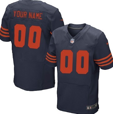 Mens Nike Chicago Bears Customized Blue With Orange Elite Jersey