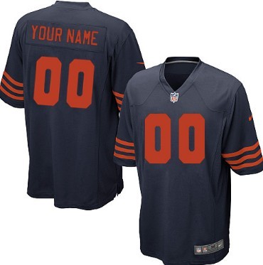 Mens Nike Chicago Bears Customized Blue With Orange Game Jersey