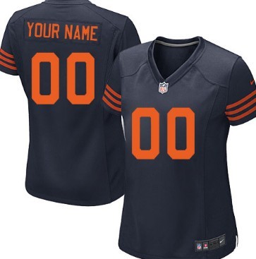 Womens Nike Chicago Bears Customized Blue With Orange Game Jersey