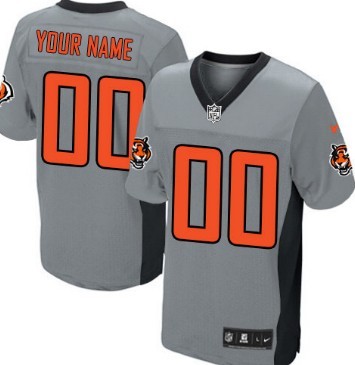 Mens Nike Cincinnati Bengals Customized Gray Shadow Elite Jersey