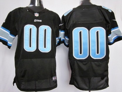 Mens Nike Detroit Lions Customized Black With Light Blue Elite Jersey