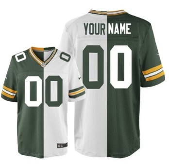 Mens Green Bay Packers Custom Willie Wood Reggie White Cal Hubbard Jerry Kramer Brett Favre Nike White Green Split Jersey