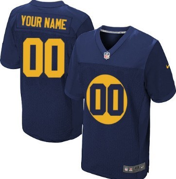 Mens Nike Green Bay Packers Customized Navy Blue Elite Jersey