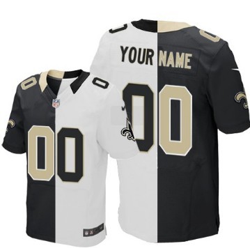 Mens Nike New Orleans Saints Customized Black And White Split Elite Jersey