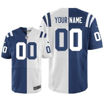 Mens Nike Indianapolis Colts Customized Blue And White Split Elite Jersey