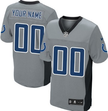 Mens Nike Indianapolis Colts Customized Gray Shadow Elite Jersey